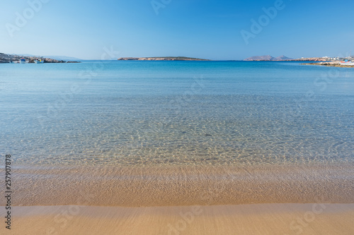Fototapeta Naklejka Na Ścianę i Meble -  Sandy beach with amazing tranquil water on Paros island, Greece.