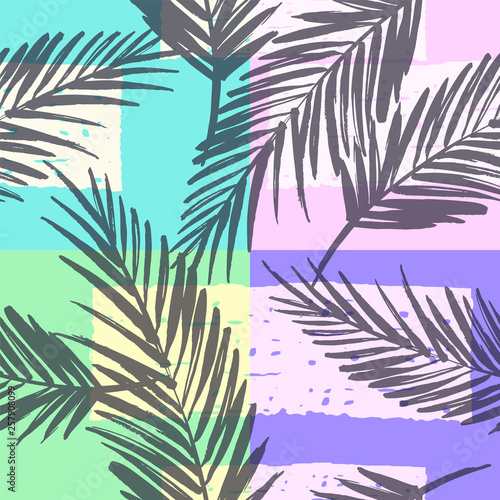 Seamless exotic pattern with tropical plants. Vector background.