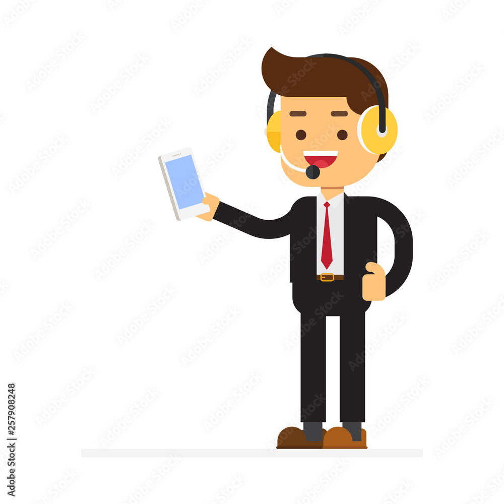 Businessman or customer service holding smart phone Businessman or customer service holding smart phone