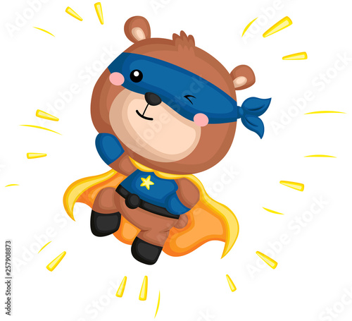 a vector of a bear in a superhero costume