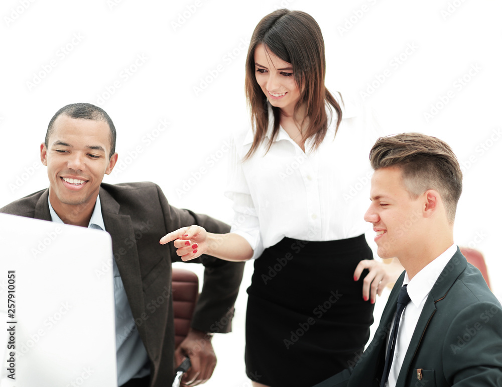 business team analyzing operational information ,sitting at their Desk business team analyzing operational information ,sitting at their Desk