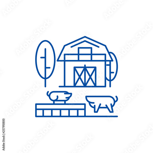 Livestock line concept icon. Livestock flat  vector website sign, outline symbol, illustration.