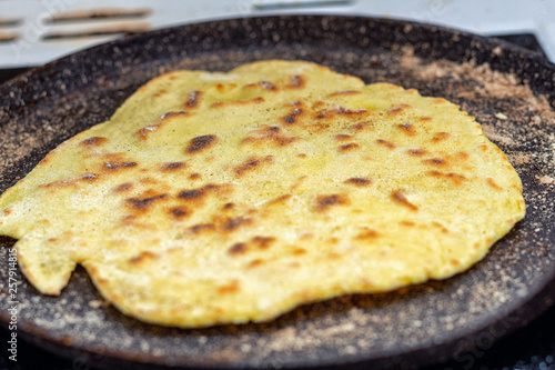 Cooking tortillas on a griddle