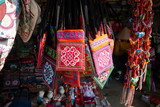 woven bag handcrafted souvenirs , unique texture pattern design asian style .