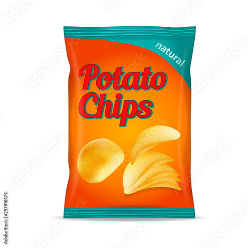 Potato chips bag isolated on white