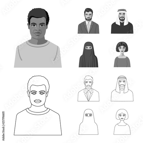 Isolated object of hairstyle and profession  sign. Collection of hairstyle and character  vector icon for stock.