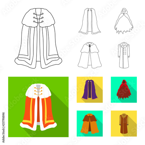 Isolated object of material and clothing symbol. Set of material and garment stock vector illustration.