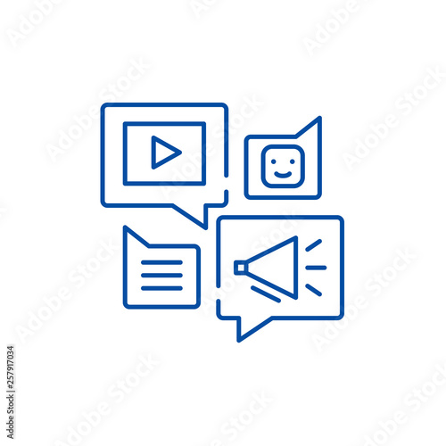 Media online library line concept icon. Media online library flat  vector website sign, outline symbol, illustration.