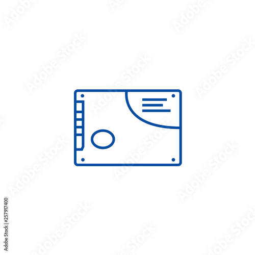 Memory card, ssd line concept icon. Memory card, ssd flat  vector website sign, outline symbol, illustration.