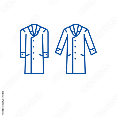 Men overcoat line concept icon. Men overcoat flat  vector website sign, outline symbol, illustration.
