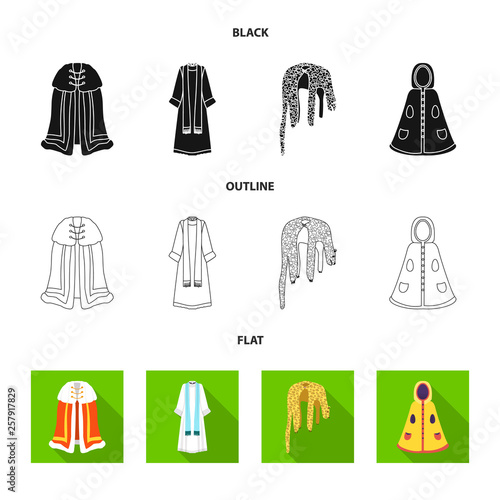 Vector design of material and clothing logo. Set of material and garment stock vector illustration.