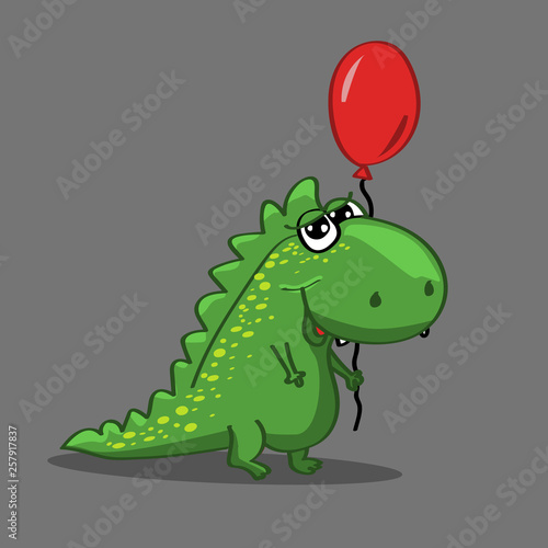 dinosaur with balloon illustration
