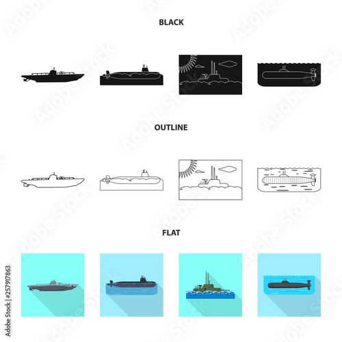 Vector illustration of war  and ship sign. Collection of war  and fleet vector icon for stock.