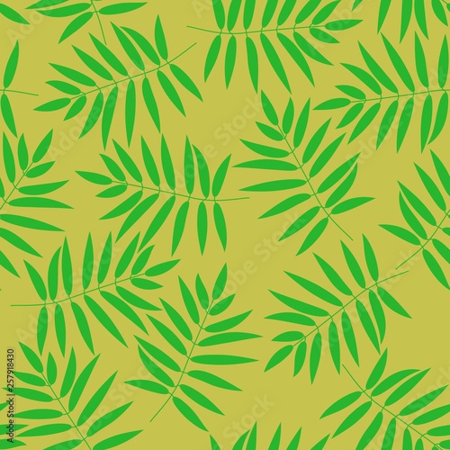 Seamless pattern with branches and leaves for fabric  textile  wrapping paper  card  invitation  wallpaper  web design  background. Elements isolated on background  editable details.