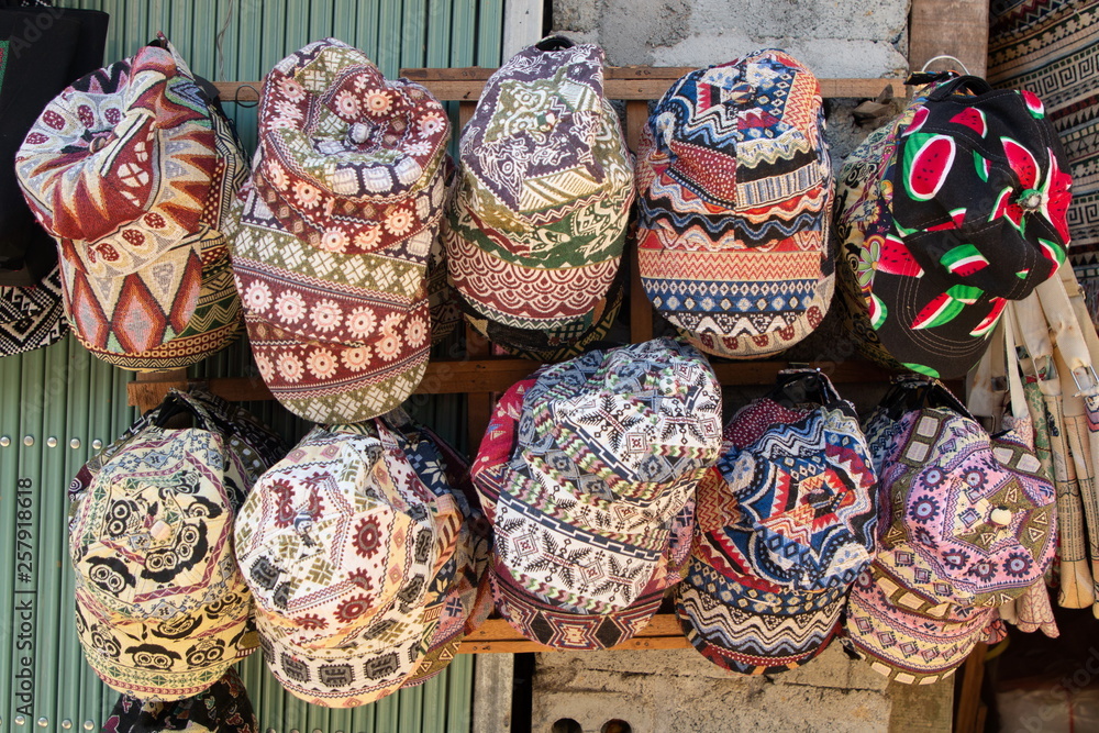 souvenir craft hats , multicolor and pattern design .