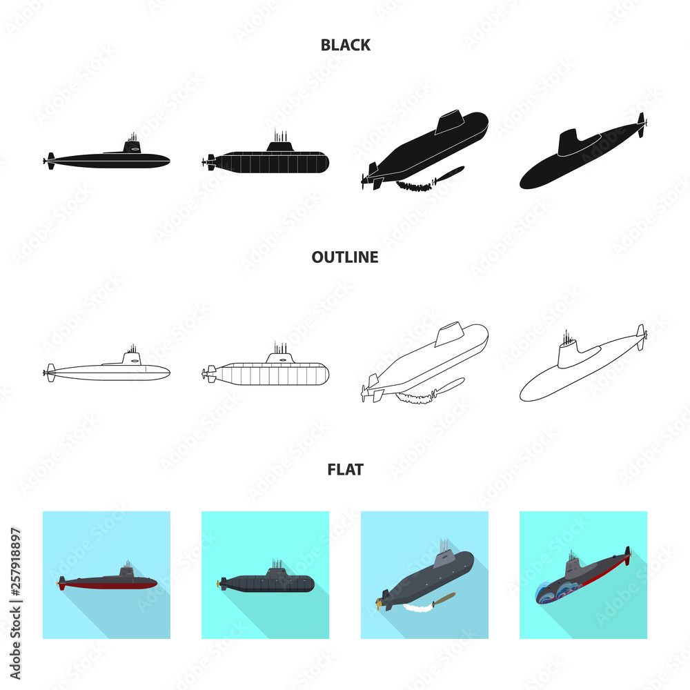 Vector illustration of war  and ship logo. Set of war  and fleet stock symbol for web.