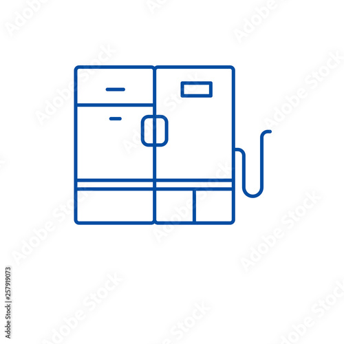 Modern fridge line concept icon. Modern fridge flat  vector website sign, outline symbol, illustration.