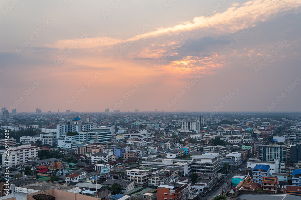 Cityscape or Landscape view of bangkok thailand before the sunset