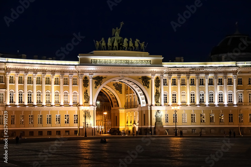 Main square of St. Petersburg at night