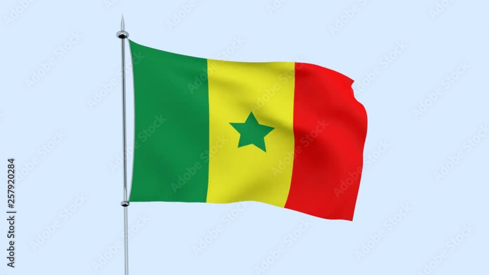 Flag of the country Senegal flutters against the blue sky. 3D rendering Flag of the country Senegal flutters against the blue sky. 3D rendering