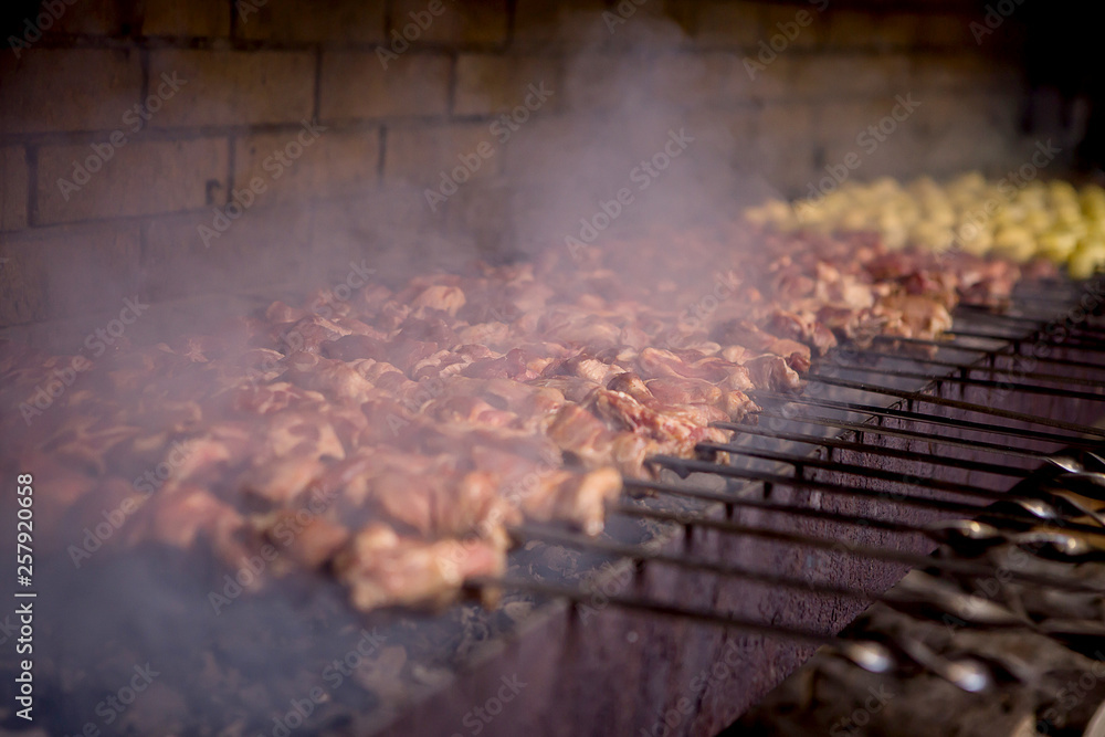 potatoes and meat are grilled potatoes and meat are grilled