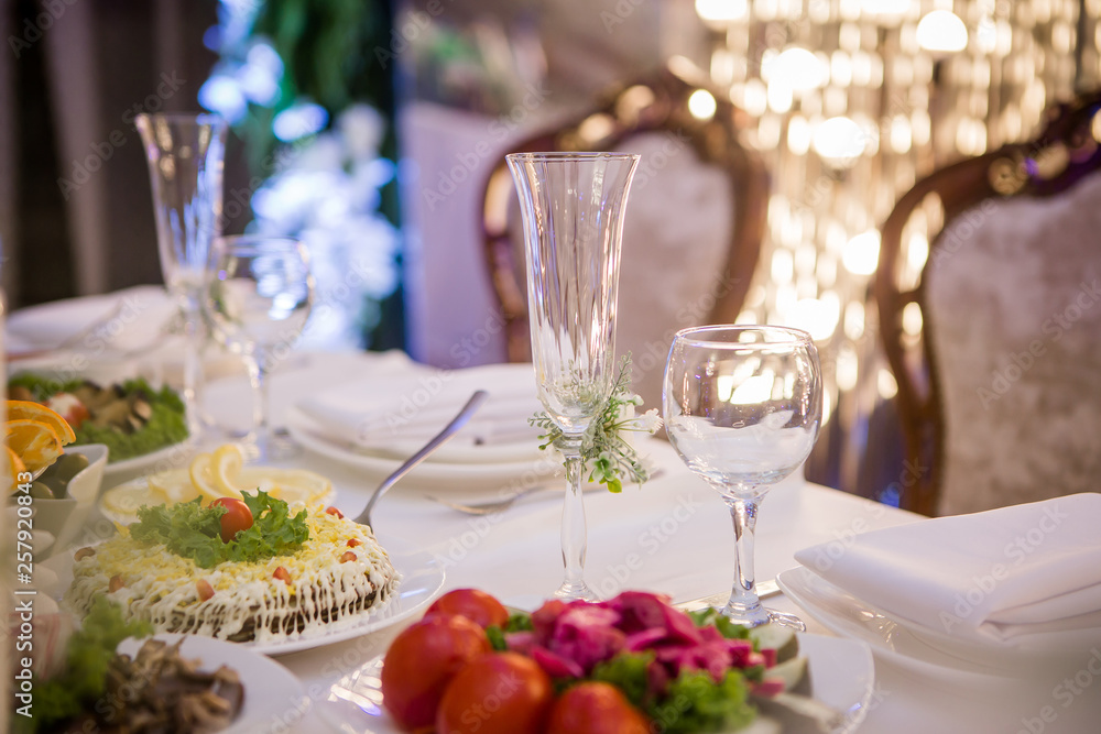 beautifully set table in a restaurant close-up beautifully set table in a restaurant close-up