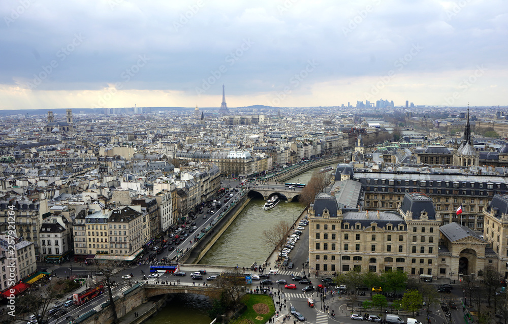 Panorama Of Paris. The view from Notre Dame de Paris.