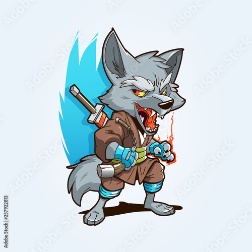 Ninja Wolf Mascot