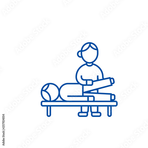 Osteopathy,manual therapy,massage line concept icon. Osteopathy,manual therapy,massage flat  vector website sign, outline symbol, illustration.