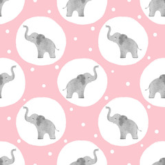 Crédence de cuisine Éléphant patrons Éléphants aquarelle motif pois enfantin  © Afanasia