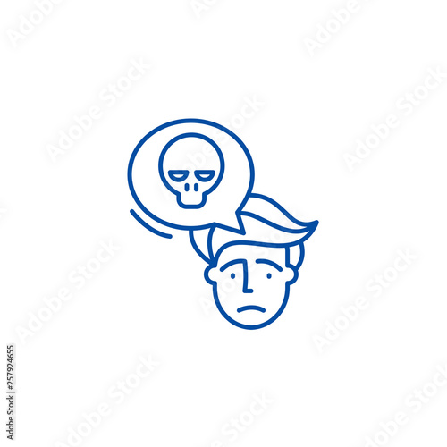 Panic line concept icon. Panic flat  vector website sign, outline symbol, illustration.