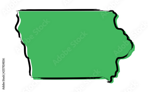 Stylized green sketch map of Iowa