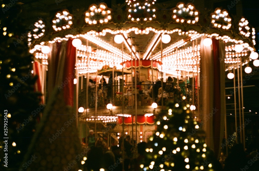 christmas carousel with lights