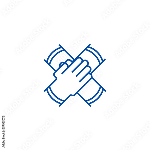 Partnership collaboration line concept icon. Partnership collaboration flat  vector website sign, outline symbol, illustration.