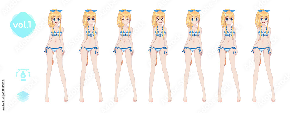 Premium Vector | Cute anime bikini girls-demhanvico.com.vn