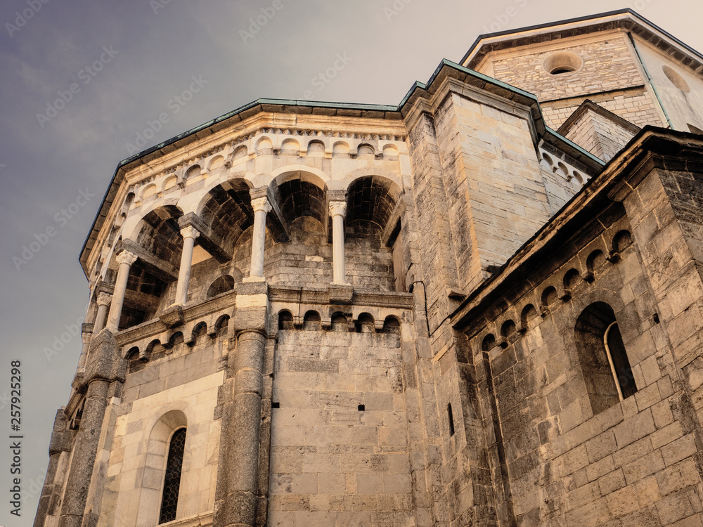 Como - Italy, ancient Romanesque church built with stone blocks