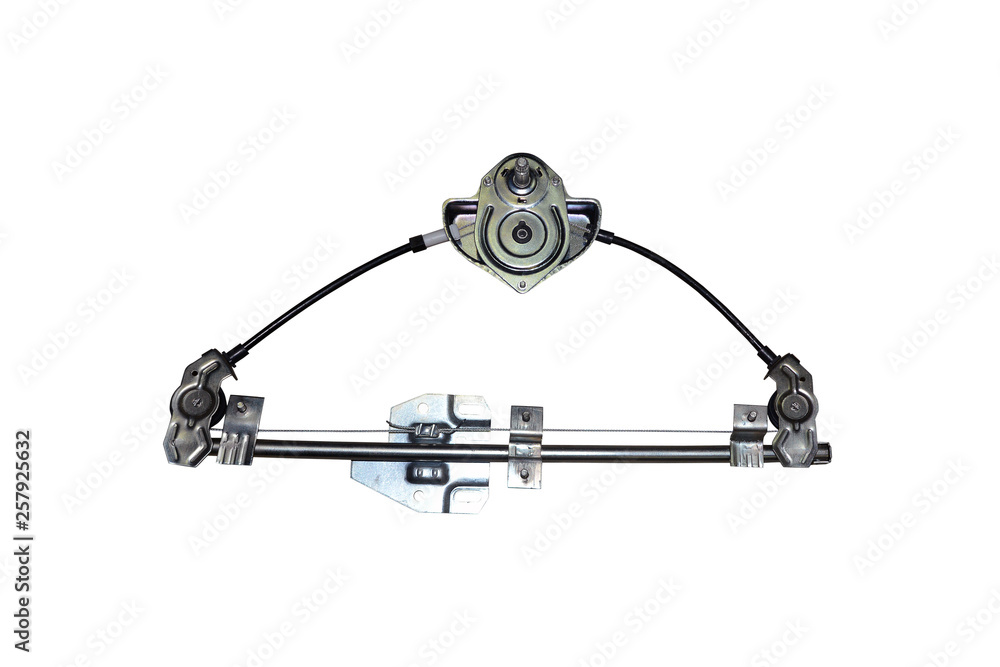 Car door window mechanism isolated on white background Stock Photo