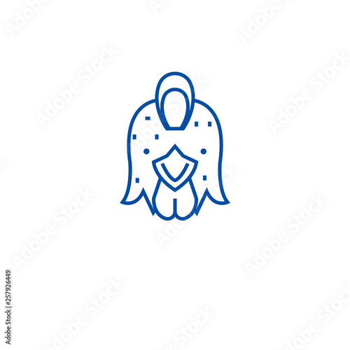 Farm chicken, hen line concept icon. Farm chicken, hen flat  vector website sign, outline symbol, illustration.