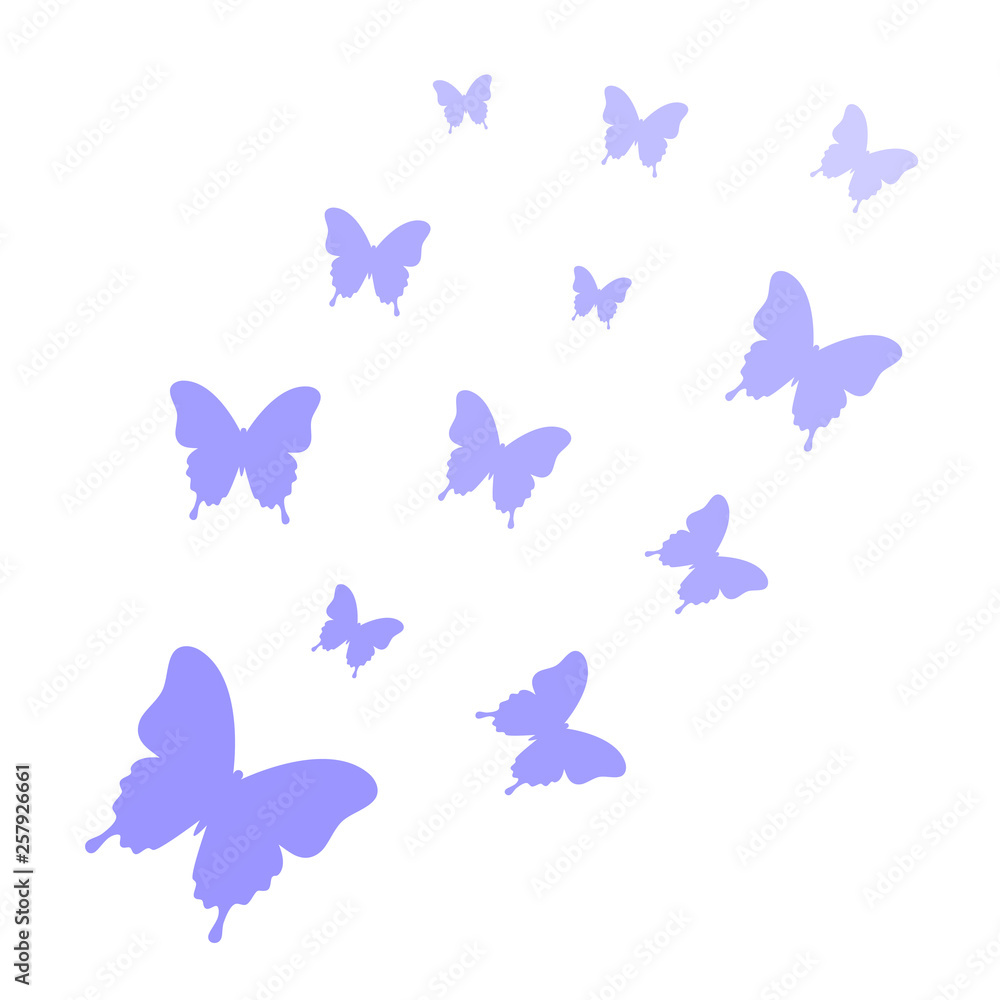 Butterflies isolated on white background. Butterflies trail. Butterfly background. Vector Butterflies isolated on white background. Butterflies trail. Butterfly background. Vector