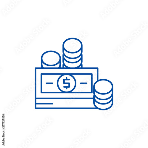 Financial contributions line concept icon. Financial contributions flat  vector website sign, outline symbol, illustration.