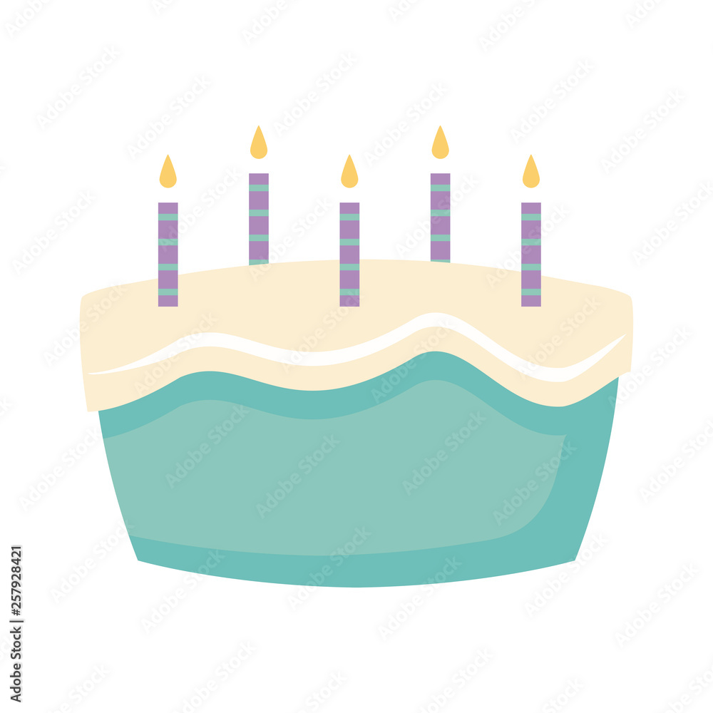 Obraz premium sweet cake with candles isolated icon