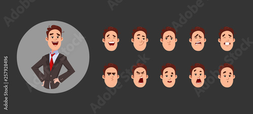 Young boy character with various facial emotions and lip sync. Character for custom animation.