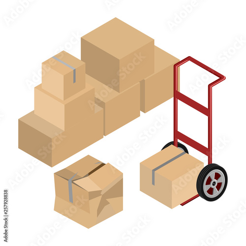 Moving Dolly And Boxes Vector
