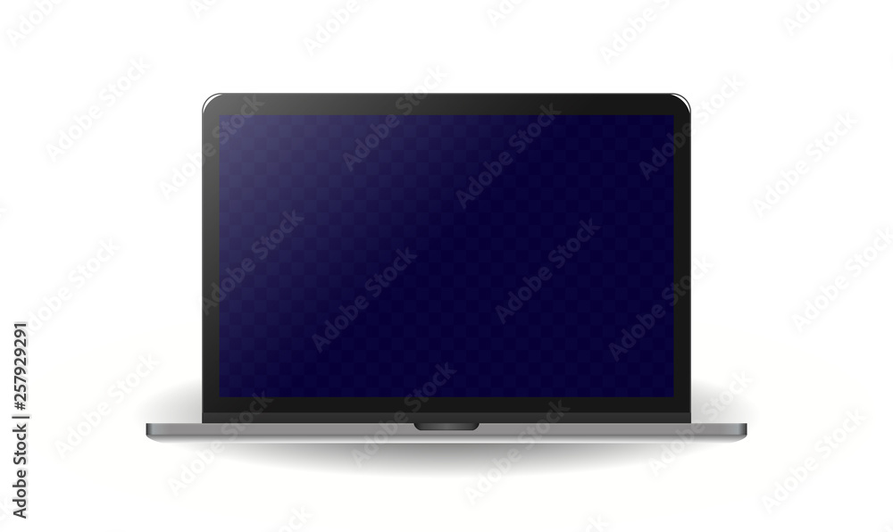Realistic modern silver metal notebook isolated on white background. Digital blue display mockup template. Vector illustration Realistic modern silver metal notebook isolated on white background. Digital blue display mockup template. Vector illustration