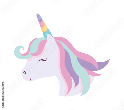 head of cute unicorn isolated icon