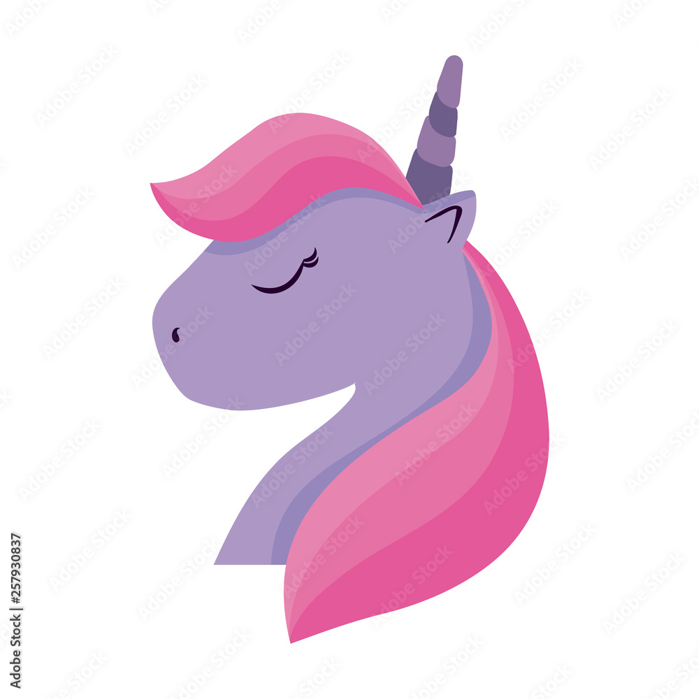 head of cute unicorn isolated icon