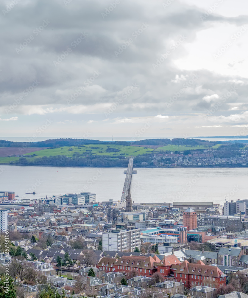 Tay Road Bridge from Dundee Law Dundee Scotland.