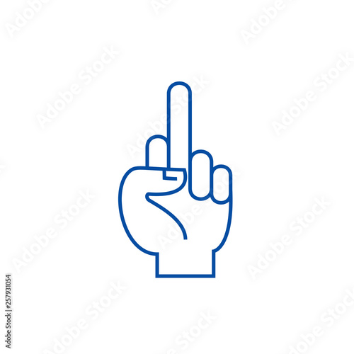 Fuck you hand line concept icon. Fuck you hand flat  vector website sign, outline symbol, illustration.