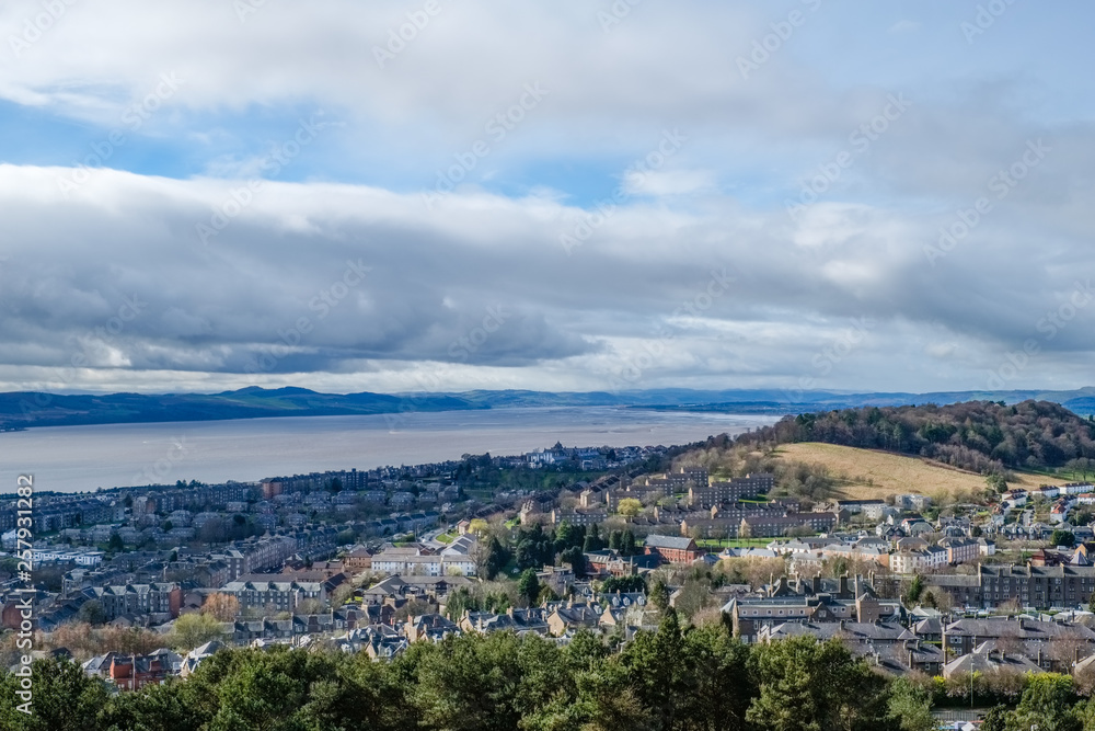 Forth of Tay Estuary from Dundee Law Monument Scotland.