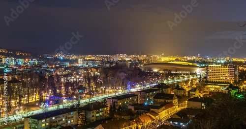 Wallpaper Mural Timelapse of Cluj Napoca viewed from above at night. View to Central Park in Cluj Napoca, Romania. Timelapse of Cluj Napoca at night Torontodigital.ca